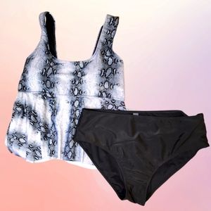 Plus Snakeskin High Waisted Bikini